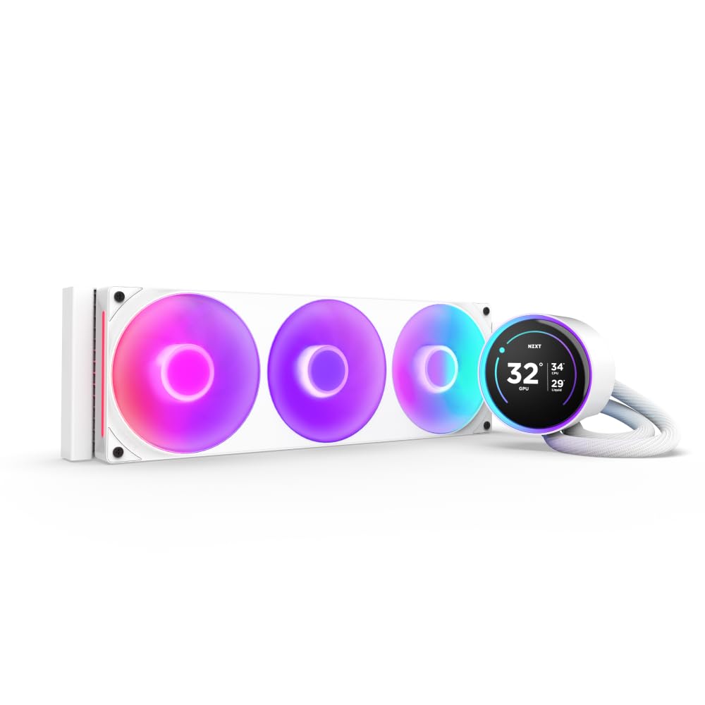 41bszvNaXPL._SL1000_.jpg NZXT Kraken Elite 360 RGB - 360mm AIO CPU Cooler, LCD - White - Image 1