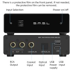 SMSL D1 Hi-Res Audio Dac Rohm BD34352EKV chip Touch Control RCA ouput - Image 3