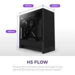 NZXT H5 Flow - Compact ATX Mid-Tower PC Case - Black - Image 2