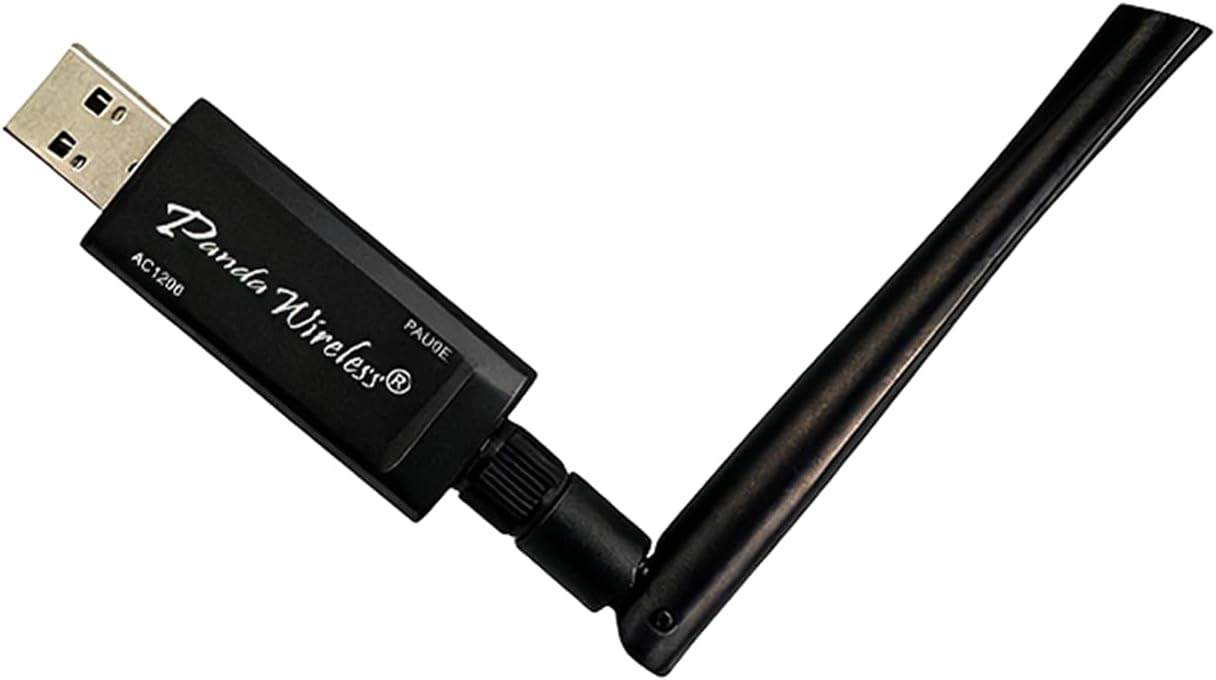 51R9wUugIuL._AC_SL1500_.jpg Panda Wireless PAU0E AC1200 Wireless AC USB Adapter - w/High Gain Antenna - Win - Image 1