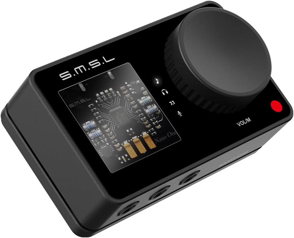 51ut8BLaIbL._AC_SL1000_.jpg SMSL Nano ONE Pro External Sound Card, Hi-Fi DSP Chip,Virtual 7.1 Surround Sound - Image 1