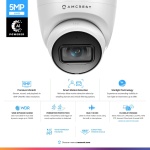 Amcrest 5MP Turret POE Camera, UltraHD Outdoor IP Camera POE with Mic/Audio, - Image 2