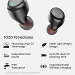 TOZO T6 Wireless Earbuds Bluetooth 5.3 Stereo Sound in Ear Headphones - Image 2