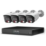 AMLINK 4K POE Security Camera System Outdoor, 8CH POE NVR, 4pc 4K Bullet Camera,