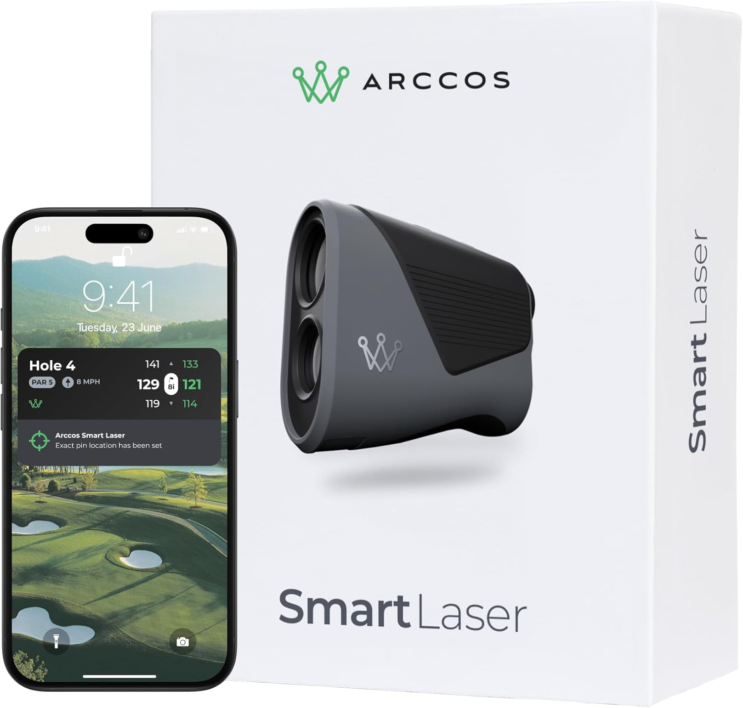 61IDsPP4NHL._AC_SL1500_.jpg Arccos Smart Laser Subscription Rangefinder w/Slope + Wind, Plays-Like Yardage | - Image 1