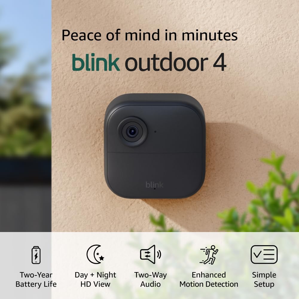 61Ie0wCDrsL._SL1000_.jpg Blink Outdoor 4 – Wireless smart security camera, two-year battery life, 1080p - Image 1