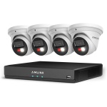AMLINK 5MP POE Security Camera System Outdoor, 8CH POE NVR, 4pcs 5MP Turret