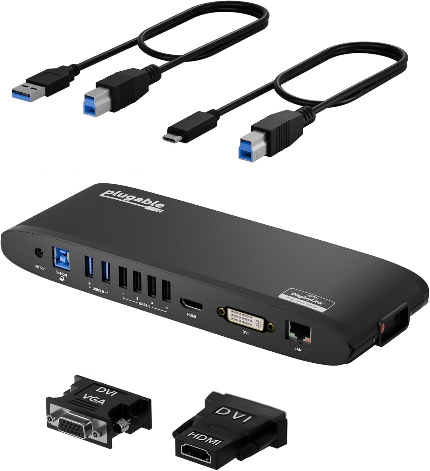 61TjqsnhK5L._AC_SL1500_.jpg Plugable USB 3.0 Universal Docking Station for Windows, macOS, ChromeOS (Dual - Image 1