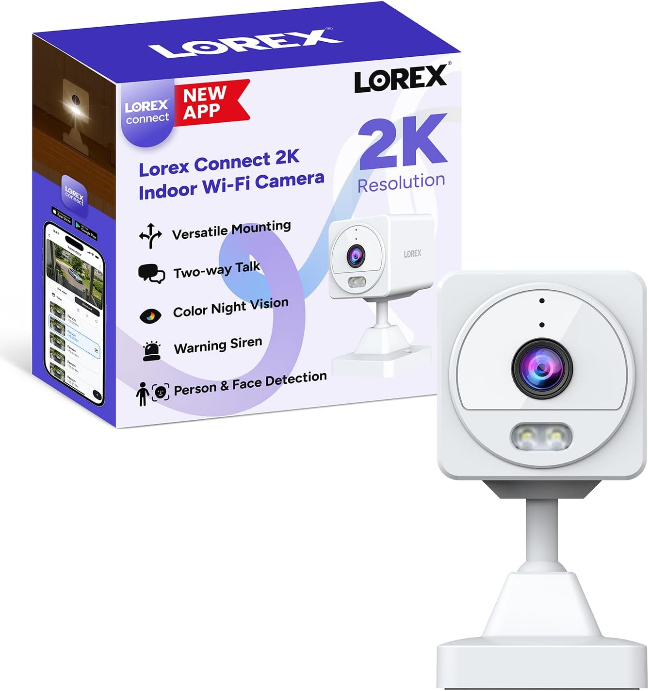 61ViZQhs61L._AC_SL1500_.jpg Lorex Connect (New App) | 2K Indoor Wi-Fi Camera - Image 1