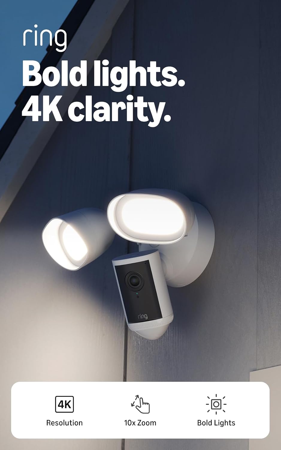 61XrEduyheL._SL1500_.jpg Ring Floodlight Cam 4K Pro (newest model), Wired, Retinal 4K with wide-angle - Image 1