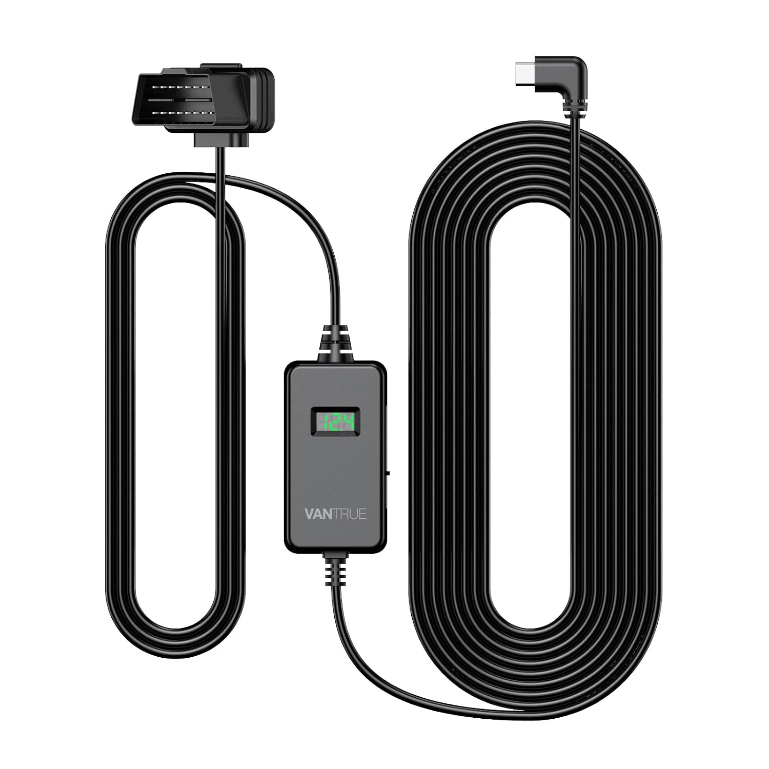 61YHrTAptCL._SL1500_.jpg VANTRUE 13.12ft Type-C OBD Hardwire Kit with LED Screen for All DashCams - Image 1