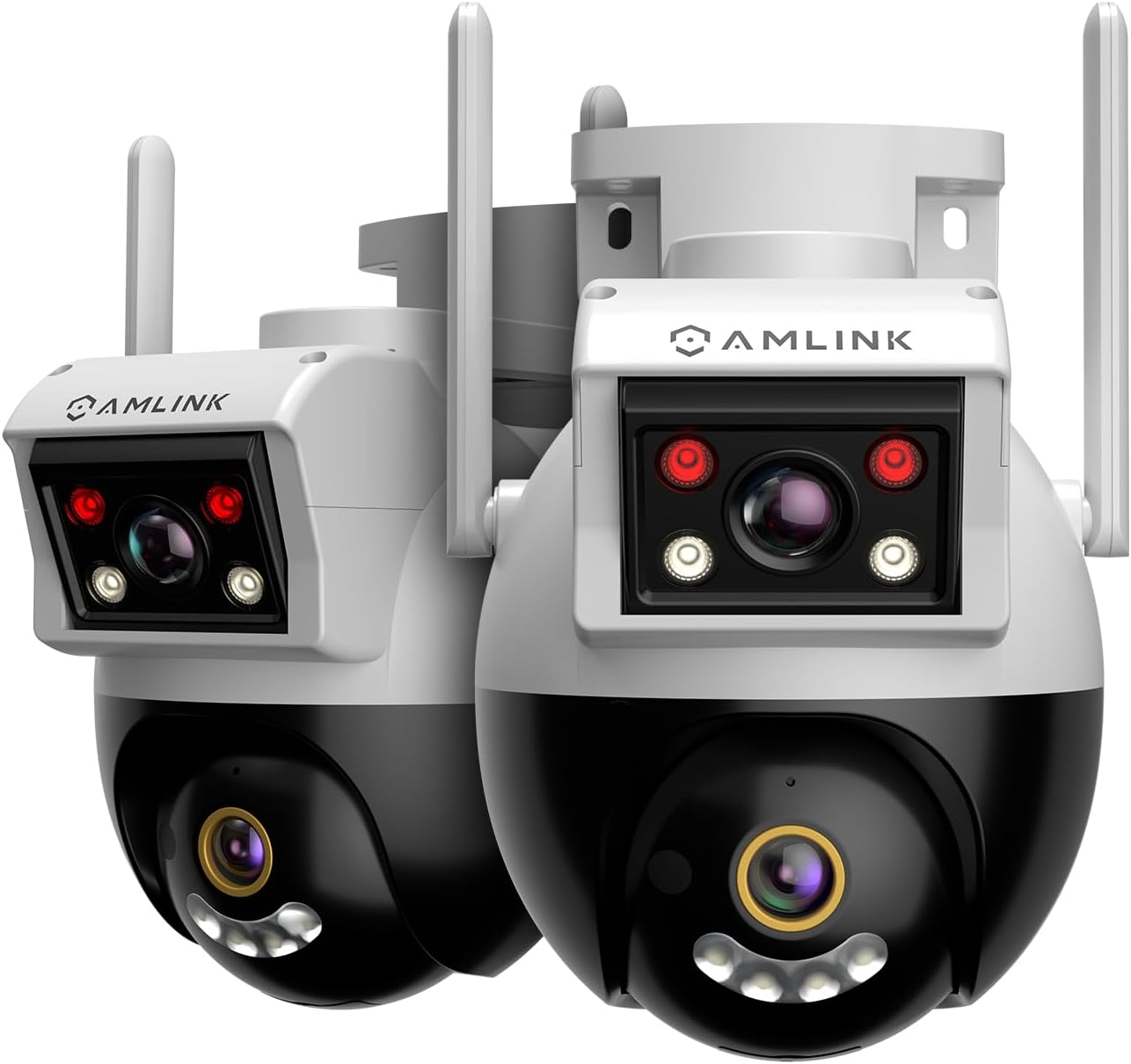 61gr165ePPL._AC_SL1500_.jpg AMLINK 2-Pack 2X 2MP Dual-Lens WiFi Camera Outdoor, Human Detection, - Image 1