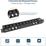 Tecmojo 2 Pack 1U Server Rack Horizontal Cable Management with Cover,2.6“ Depth - Image 6