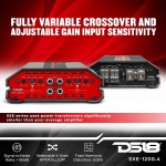 DS18 SXE-1200.4/RD Car Amplifier Stereo Full-Range Class A/B 4-Channel 60x4 RMS - Image 3