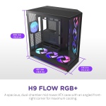 NZXT H9 Flow RGB+ - Dual-Chamber ATX PC Case - Black - Image 3