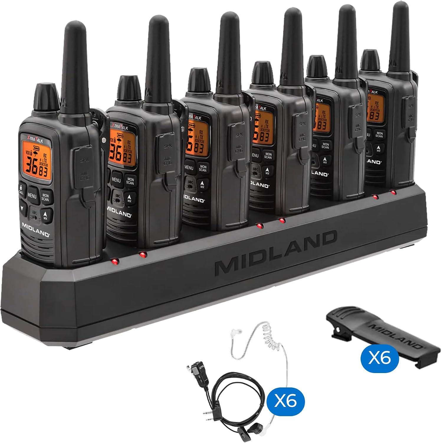 713WXZCRxyL._AC_SL1500_.jpg Midland LXT600BBX6 FRS Business Walkie Talkies, Black, 6 Pack - Image 1