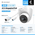 Amcrest 5MP Turret POE Camera, UltraHD Outdoor IP Camera POE with Mic/Audio, - Image 7
