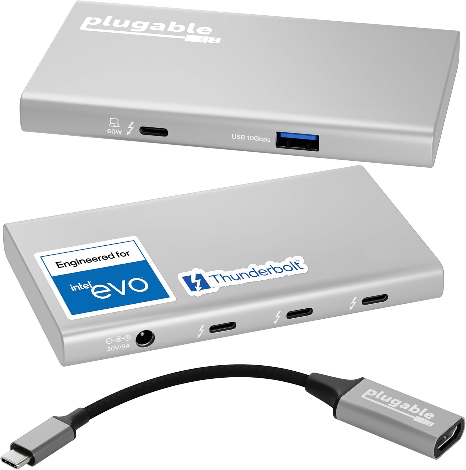 7193Vn-JsL._AC_SL1500_.jpg Plugable 5-in-1 Thunderbolt 4 Hub,Single 8K or Dual 4K Display, 4K HDMI Adapter - Image 1