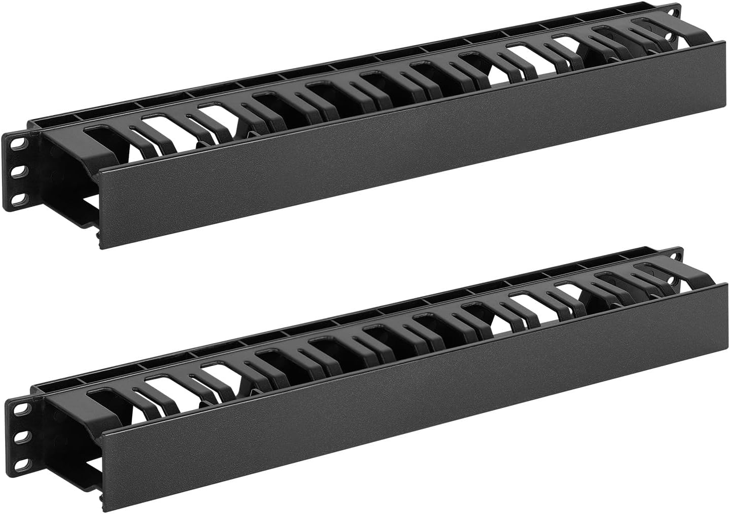 71ApH0WlCwL._AC_SL1500_.jpg Tecmojo 2 Pack 1U Server Rack Horizontal Cable Management with Cover,2.6“ Depth - Image 1