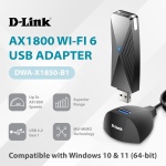 D-Link USB WiFi 6 Adapter AX1800 USB 3.0 Dual Band Long Range MU-MIMO Wireless - Image 2