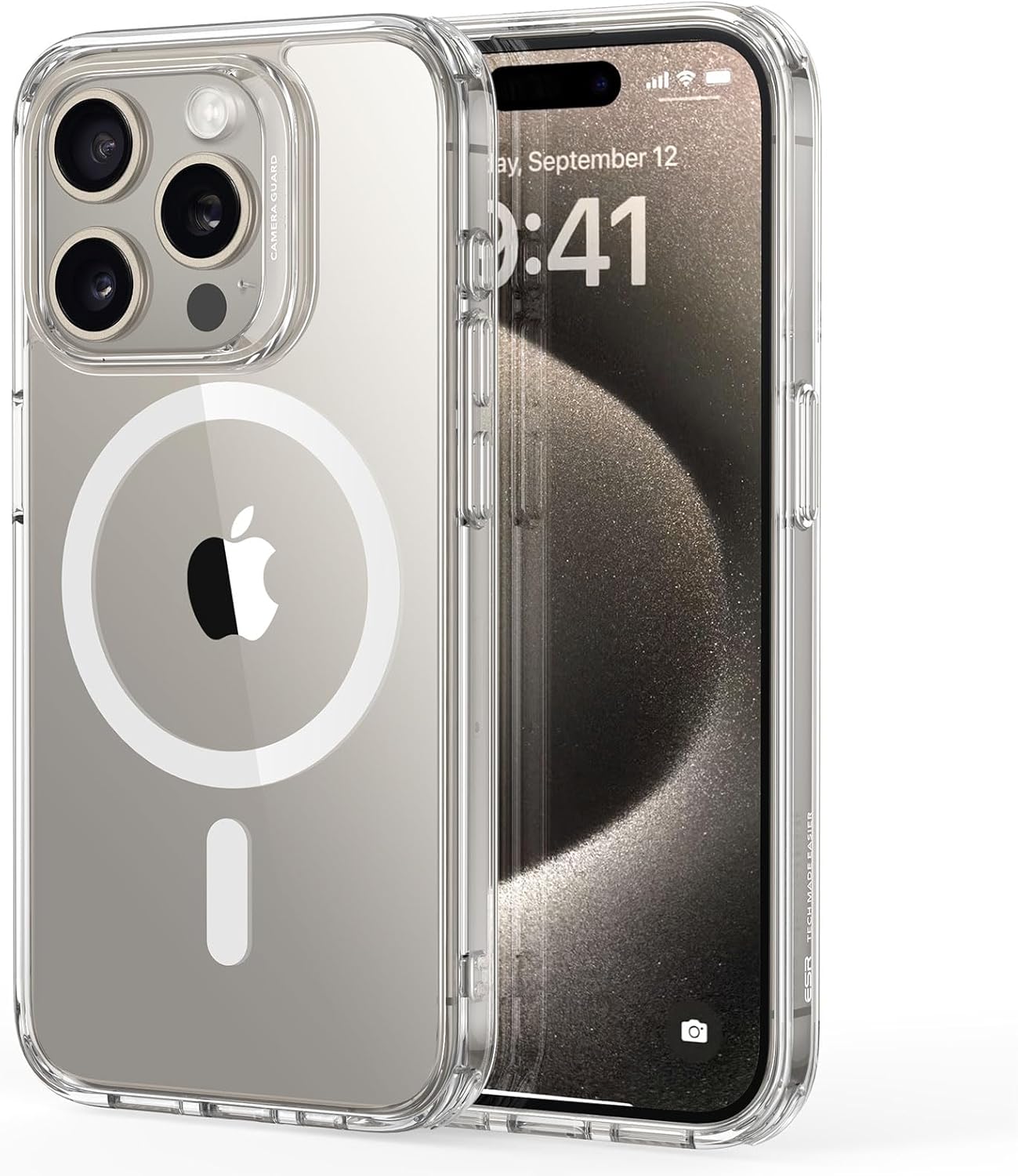 71D3dEq6cL._AC_SL1500_.jpg ESR for iPhone 15 Pro Max Case for MagSafe, Anti-Yellowing, Clear - Image 1