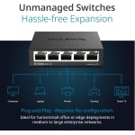 D-Link DGS-105, 5 Port Gigabit Ethernet Switch Unmanaged, Network Splitter, - Image 4