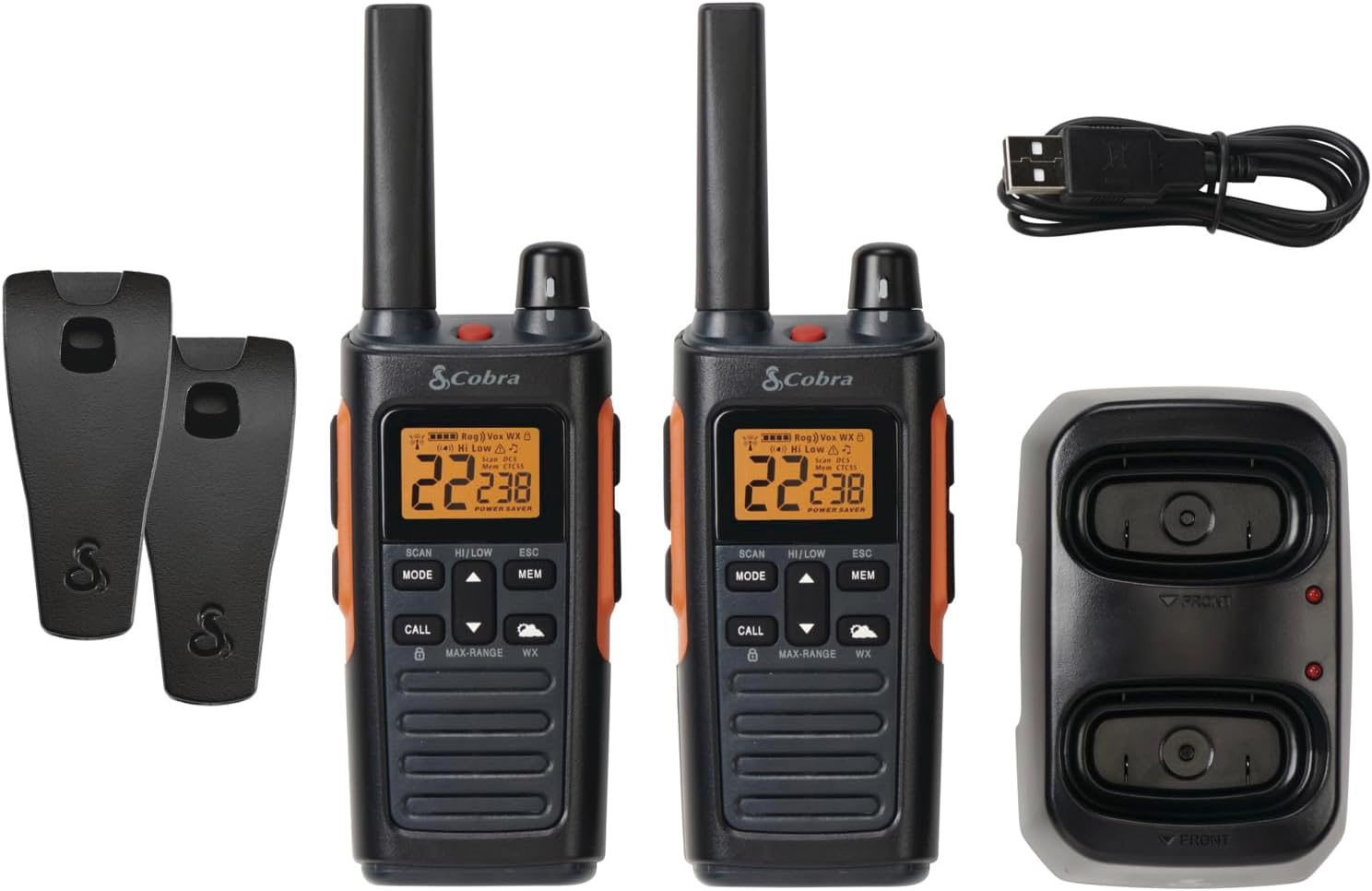 71F2R4Z9EtL._AC_SL1500_.jpg Cobra RX680 Walkie Talkies (2-Pack), IP54 Water Resistant Design - Image 1