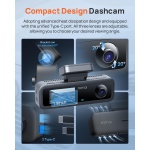 70mai 4K Dash Cam Front and Rear Inside, 3 Channel Car Dash Camera for Cars, - Image 9