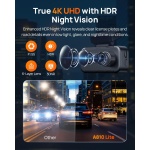 70mai A810 Lite 4K Dash Cam Front and Rear, 5GHz Wi-Fi 6 DashCam, Car Camera 4G - Image 3