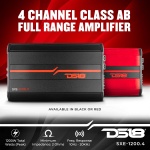 DS18 SXE-1200.4/RD Car Amplifier Stereo Full-Range Class A/B 4-Channel 60x4 RMS - Image 2