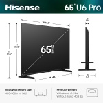 Hisense 65" U6 Pro Series Mini‑LED ULED 4K UHD HDR Gaming AI Smart Fire TV - Image 3