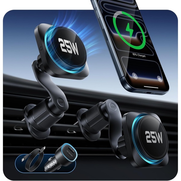 ESR OmniLock Qi2.2 25W Certified MagSafe Car Mount Charger with Cryoboost