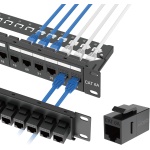 Tecmojo UL Listed 24-Port Cat6A UTP Patch Panel with Lnline Keystone Couplers,