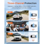 70mai 4K Dash Cam Front and Rear Inside, 3 Channel Car Dash Camera for Cars, - Image 2