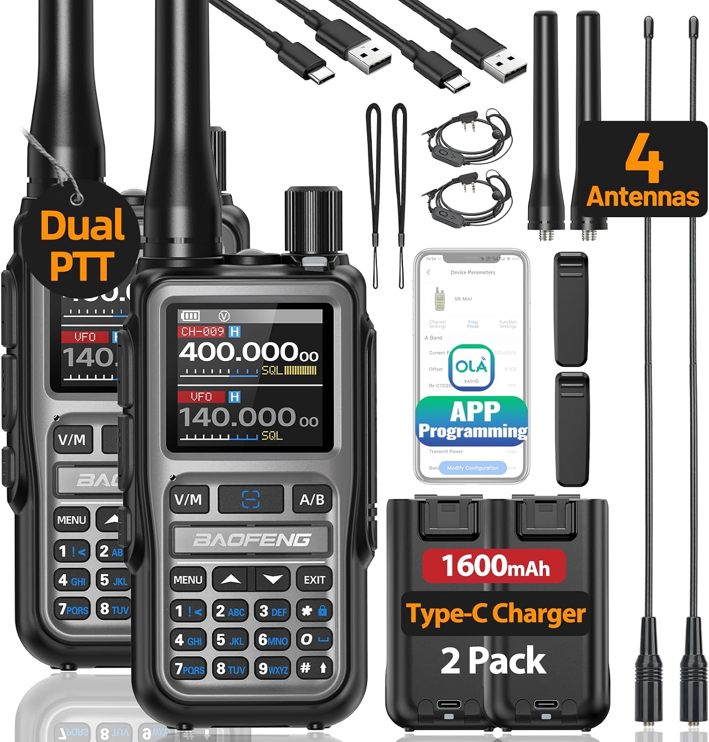 71auT02bojL._AC_SL1500_.jpg Baofeng Radio UV-5R Mini Ham Radio Long Range Handheld Two Way Radio NOAA - Image 1