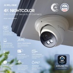 AMLINK 4K POE Camera, 8MP Outdoor Turret Security IP Camera, 100ft Color - Image 2