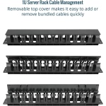 Tecmojo 2 Pack 1U Server Rack Horizontal Cable Management with Cover,2.6“ Depth - Image 5