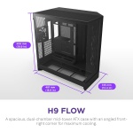 NZXT H9 Flow - Dual-Chamber ATX PC Case - Black - Image 3