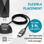 D-Link USB WiFi 6 Adapter AX1800 USB 3.0 Dual Band Long Range MU-MIMO Wireless - Image 6