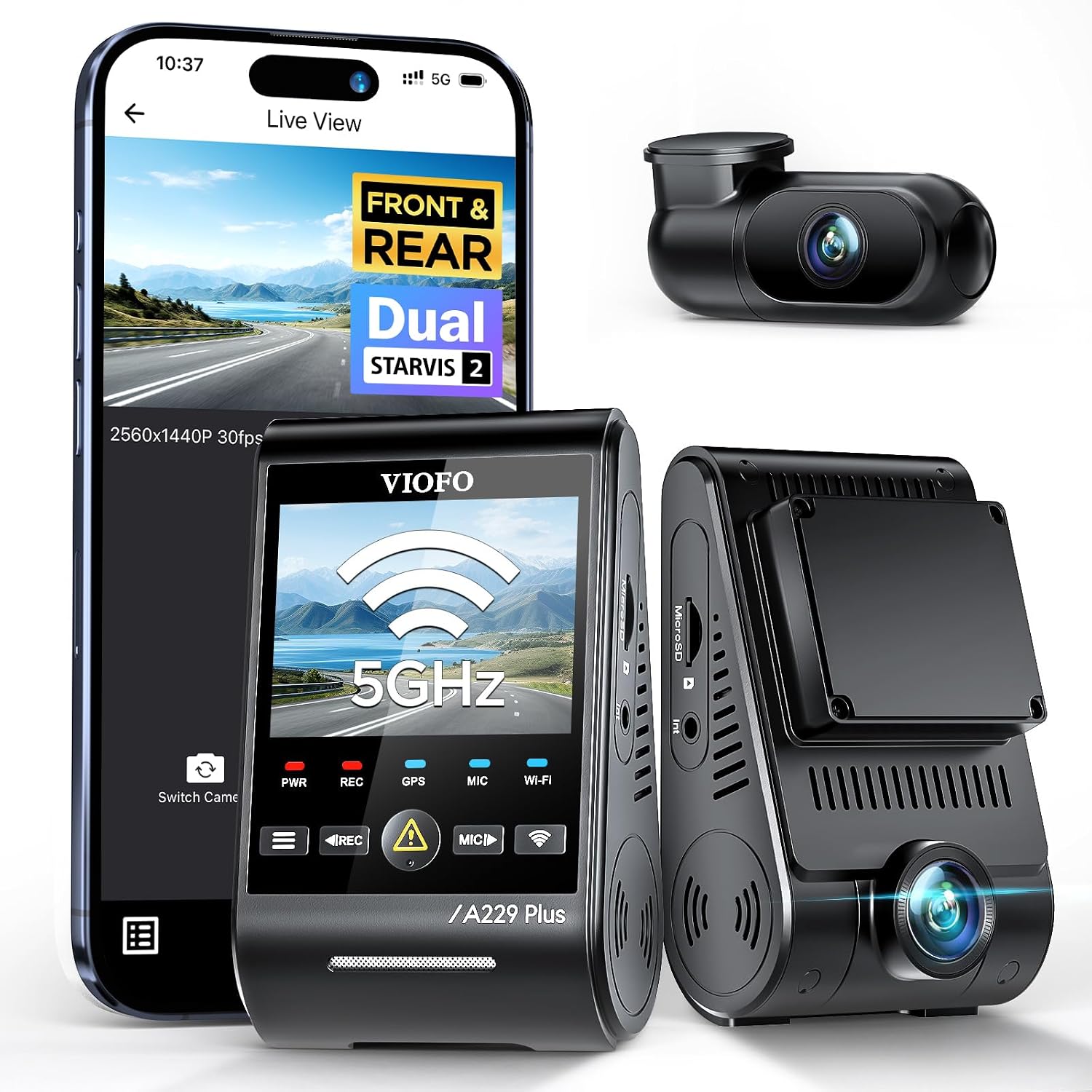 71rtcpbZU-L._AC_SL1500_.jpg VIOFO A229 Plus Dash Cam Front and Rear, 2K Dual STARVIS 2 Sensors & HDR - Image 1