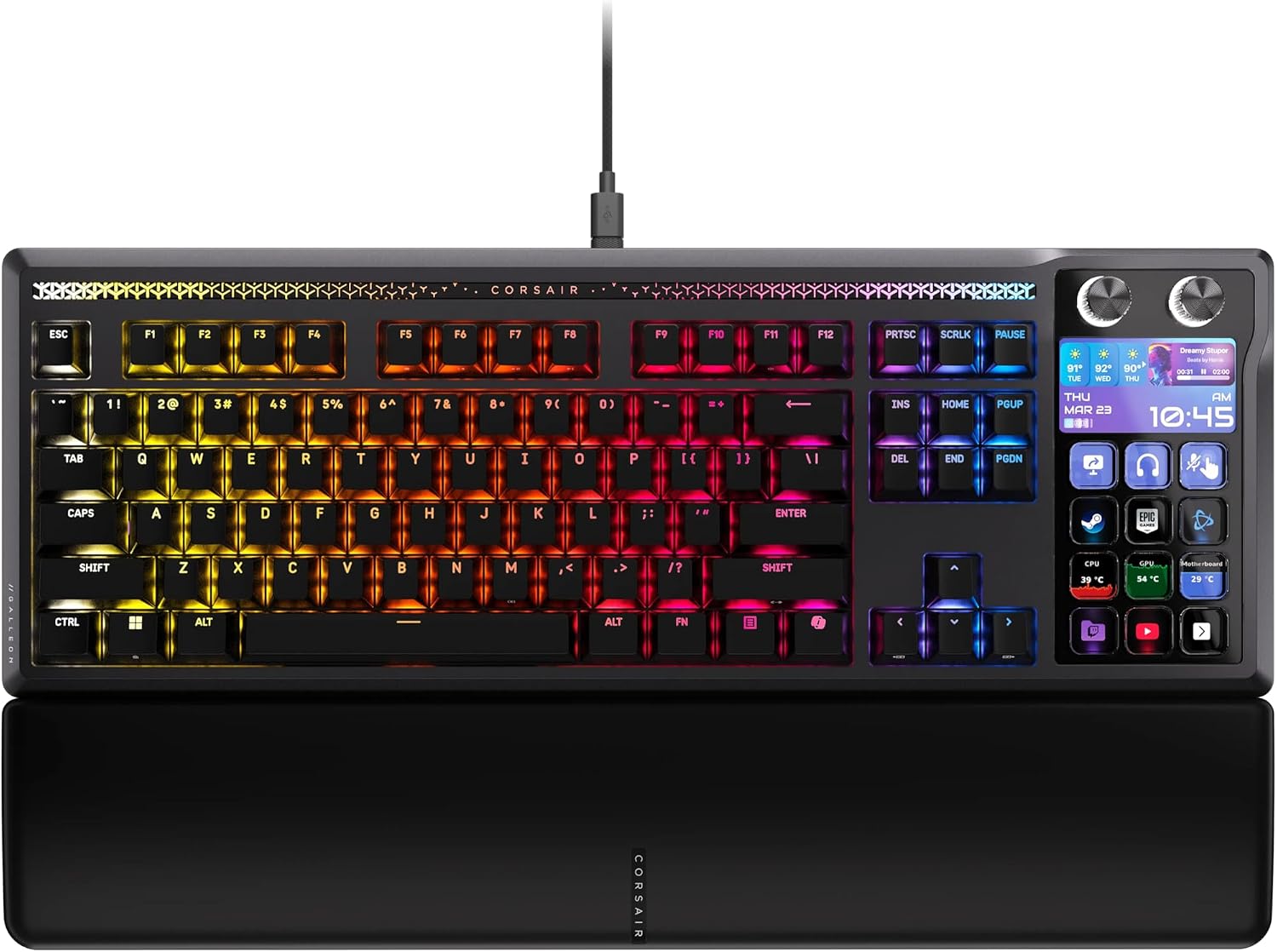 71tkqze3FL._AC_SL1500_.jpg Corsair Galleon 100 SD RGB Mechanical Wired Gaming Keyboard – Black - Image 1