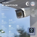 AMLINK 4K POE Security Camera System Outdoor, 8CH POE NVR, 4pc 4K Bullet Camera, - Image 5