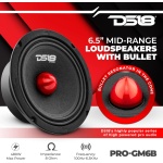 DS18 PRO-GM6B Loudspeaker - 6.5", Midrange, Red Aluminum Bullet, 480W Max, 140W - Image 2